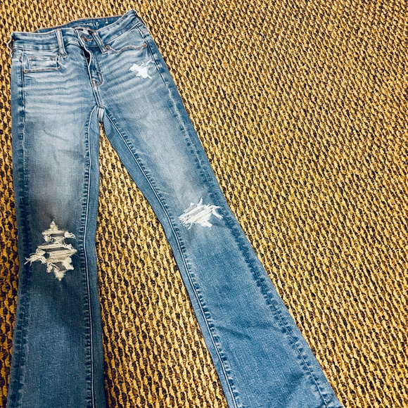 American Eagle Stretch High Waisted Skinny Kick Bootcut Jean Denim - Picture 10 of 15